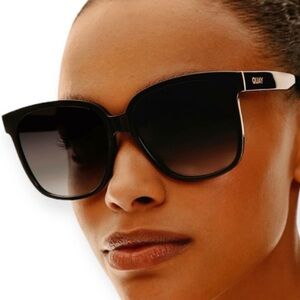 QUAY Wide Awake Sunglasses Black Frame Black Gradient Lenses Oversized